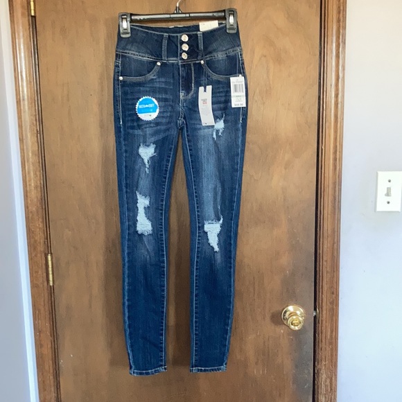 Wallflower sassy fit high rise skinny distressed jean size 0 - Picture 11 of 16